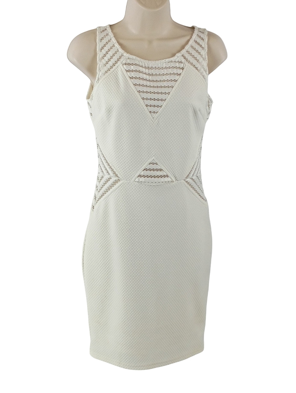 Romeo & Juliet Couture Cream Sleeveless Textured Cutout Sheath Dress